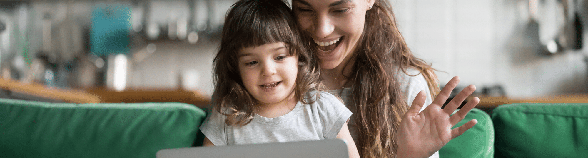 Woman and child on video chat