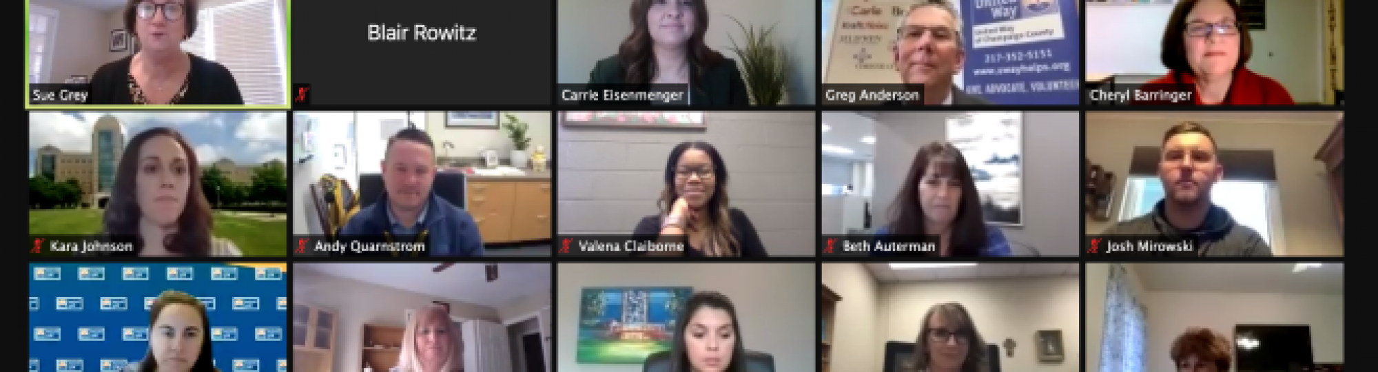 Screenshot of ZOOM Video call featuring 25 people