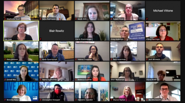 Screenshot of ZOOM Video call featuring 25 people